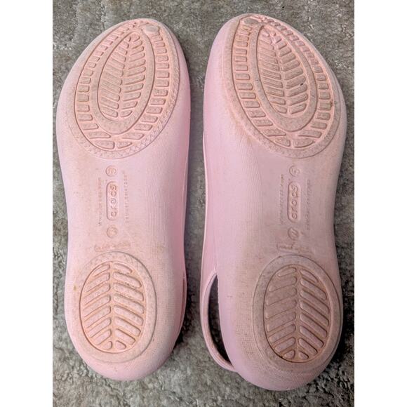 Crocs Peep Toe Ballet Flats WOMENS 5 Slingback Pink Shoes comfy casual barbie - Picture 7 of 7